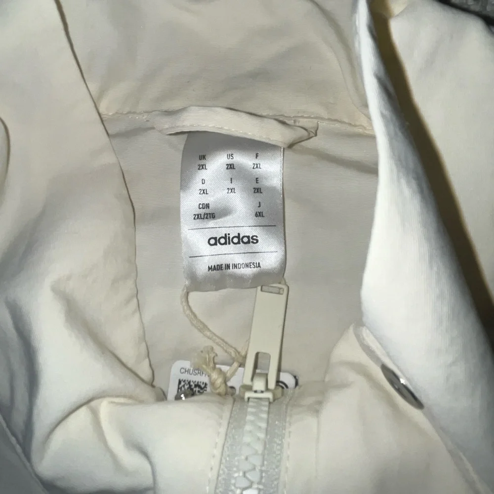 Adidas Harden Quilted Basketball Jacket Full Zip Top Buttons Off White Size 2XL
